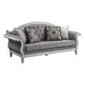 Tufted Fabric Sofa with 4 Pillows in Gray/Antique White B291275