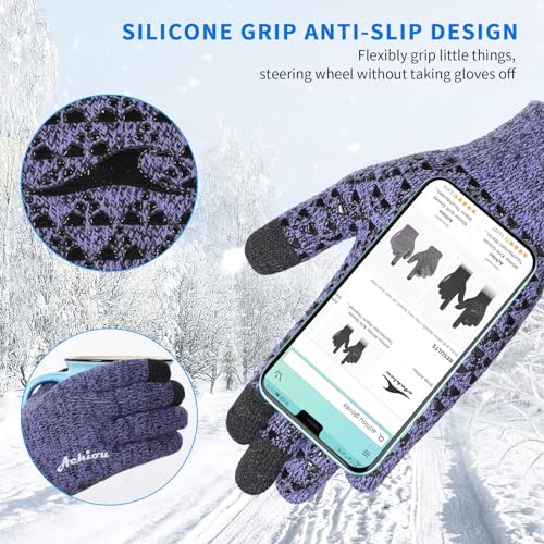 Winter Touch Screen Thermal Knit Gloves with Elastic Cuff F368774