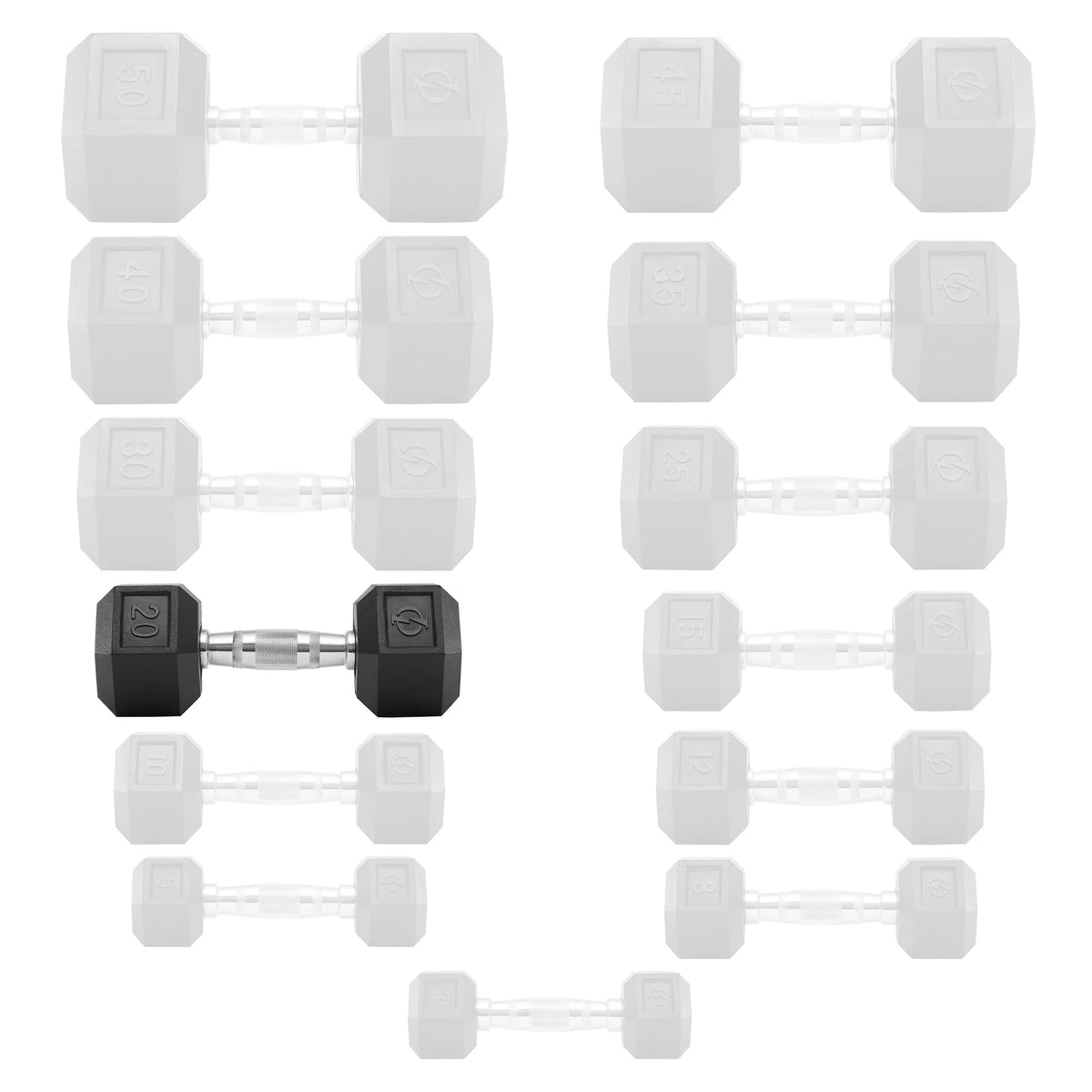 45 lb Rubber Coated Hex Dumbbell Pair B84629