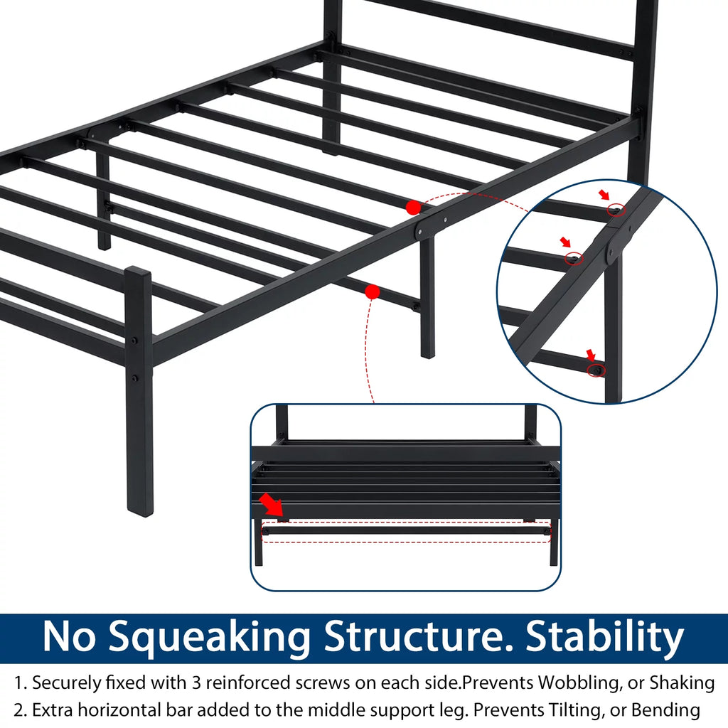 Full Size Metal Platform Bed Frame with Headboard P6399