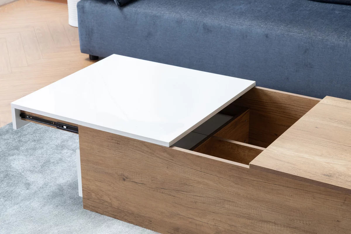 Light Brown Wood Coffee Table with 2 Drawers F853634