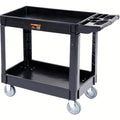 Black 2 Shelf Heavy Duty Plastic Rolling Utility Cart W686049