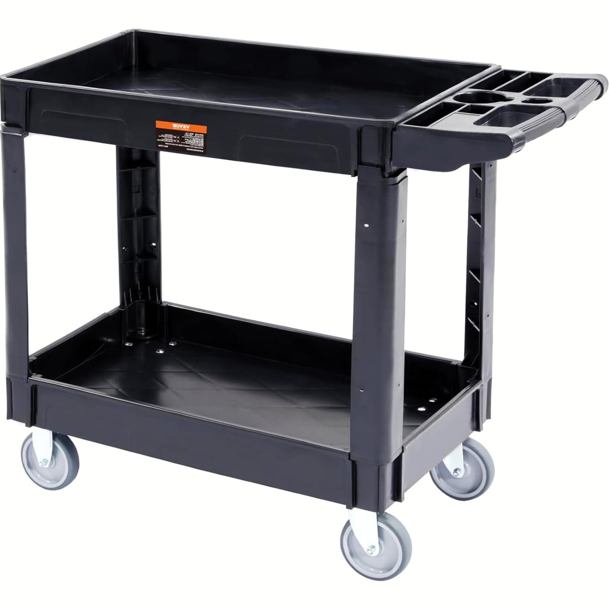Black 2 Shelf Heavy Duty Plastic Rolling Utility Cart W686049