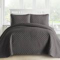 Quilted 3-Piece Bedspread Coverlet Set King Cal King Gray F589