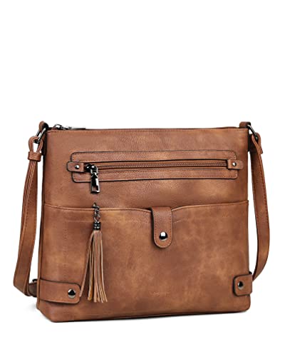 Large Leather Crossbody Bag with Multi Pocket C2759