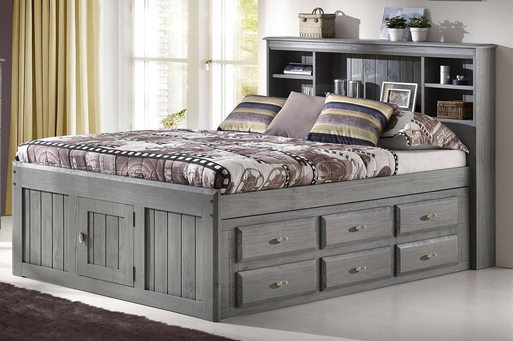 Charcoal Full Bookcase Bed with 12 Drawers F557406