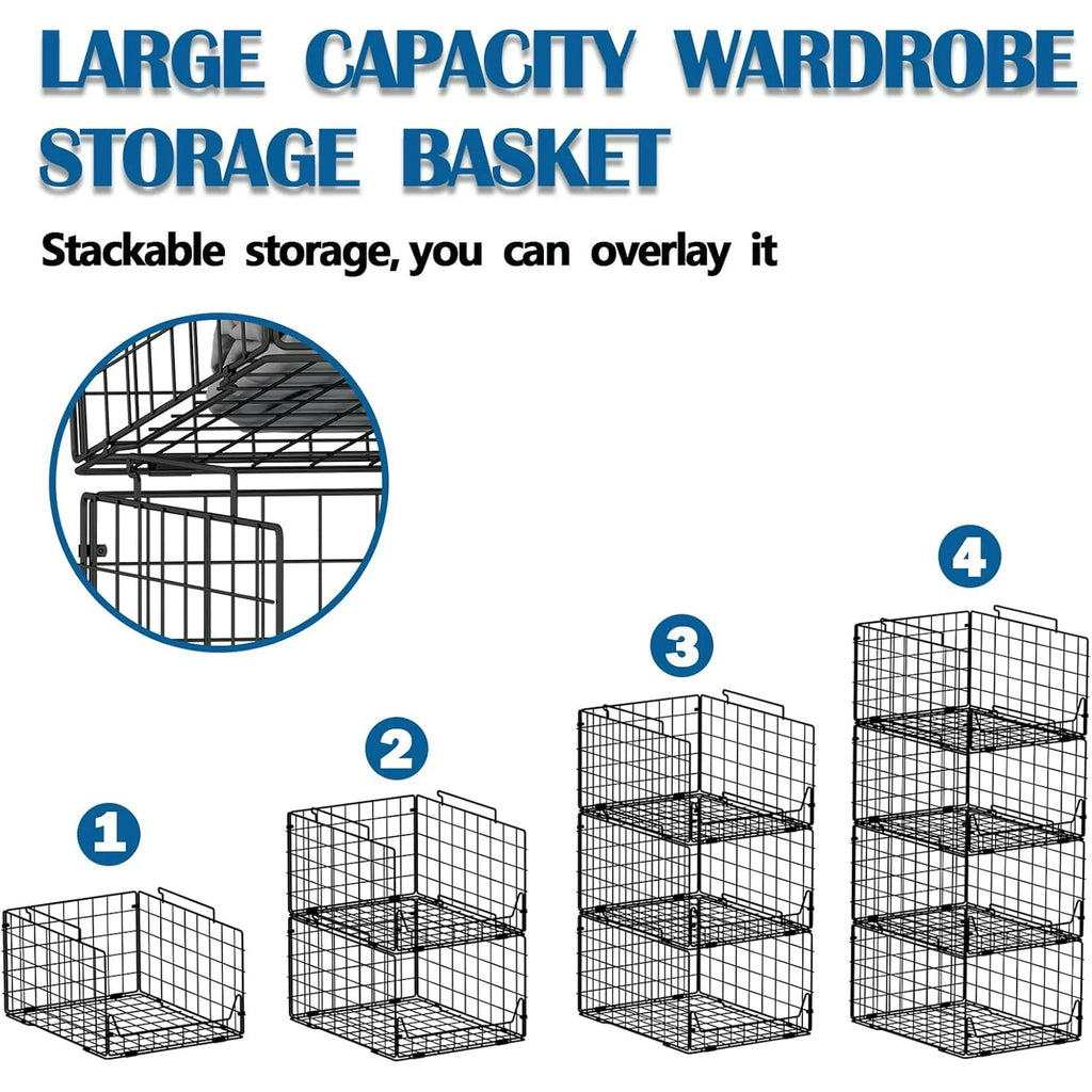 Black Metal Stackable Closet Organizers 4 Pack F23221