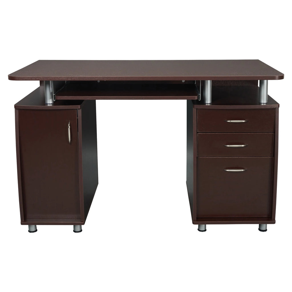 Chocolate Computer Workstation with Cabinet and Drawers T1261