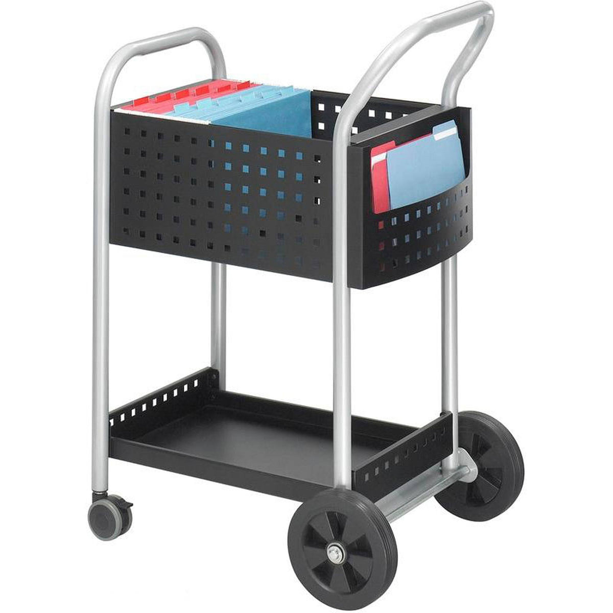 Black Powder-Coated Steel Mail Cart Z614036