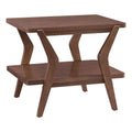 Brown Walnut Wood End Table with Lower Shelf W63761
