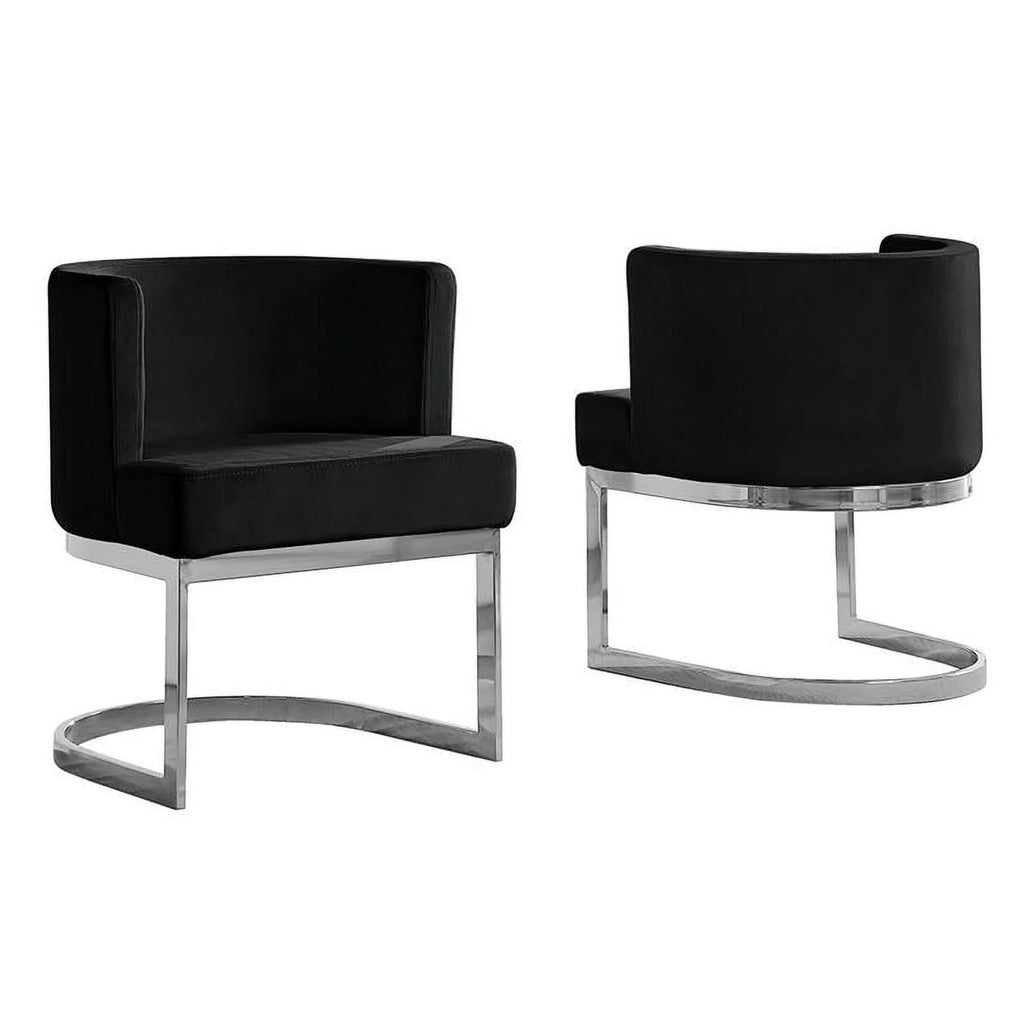 Black Velvet Accent Chair with Chrome Base N48107