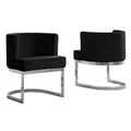 Black Velvet Accent Chair with Chrome Base N48107