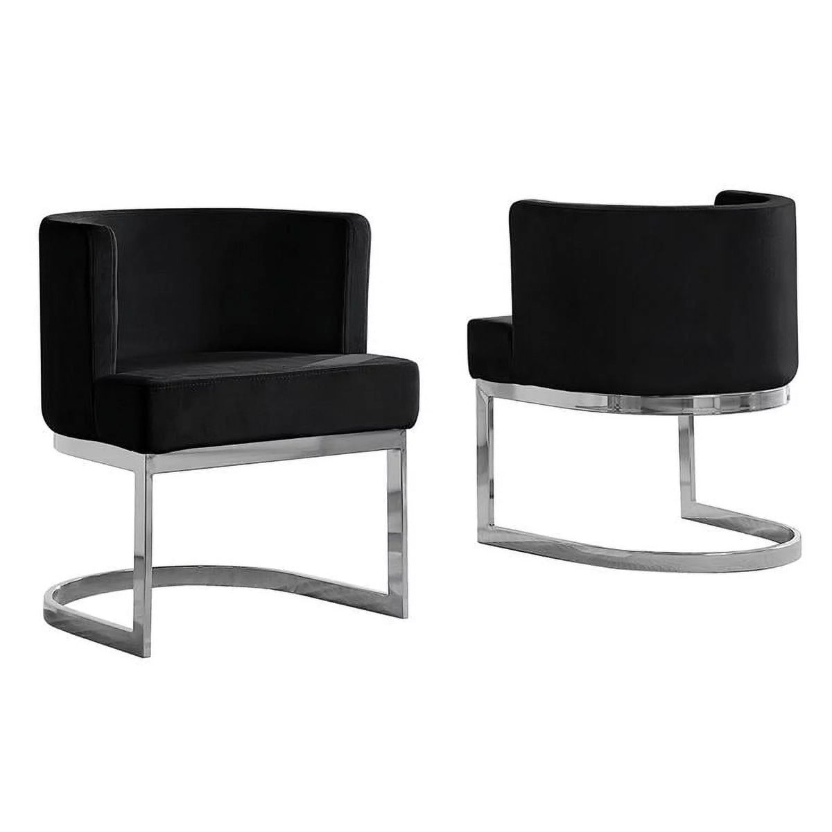 Black Velvet Accent Chair with Chrome Base N48107