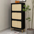 3 Flip Drawer Natural Rattan Shoe Cabinet with Metal Legs V712943