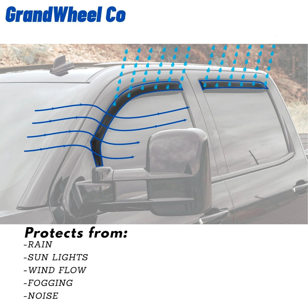 Smoke Tinted In-channel Side Window Vent Visor Deflectors Rain Guards 4 pcs Z910