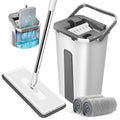 Mop and Bucket with Wringer Set, Flat Mop with 3 Washable Microfiber Pads M445569