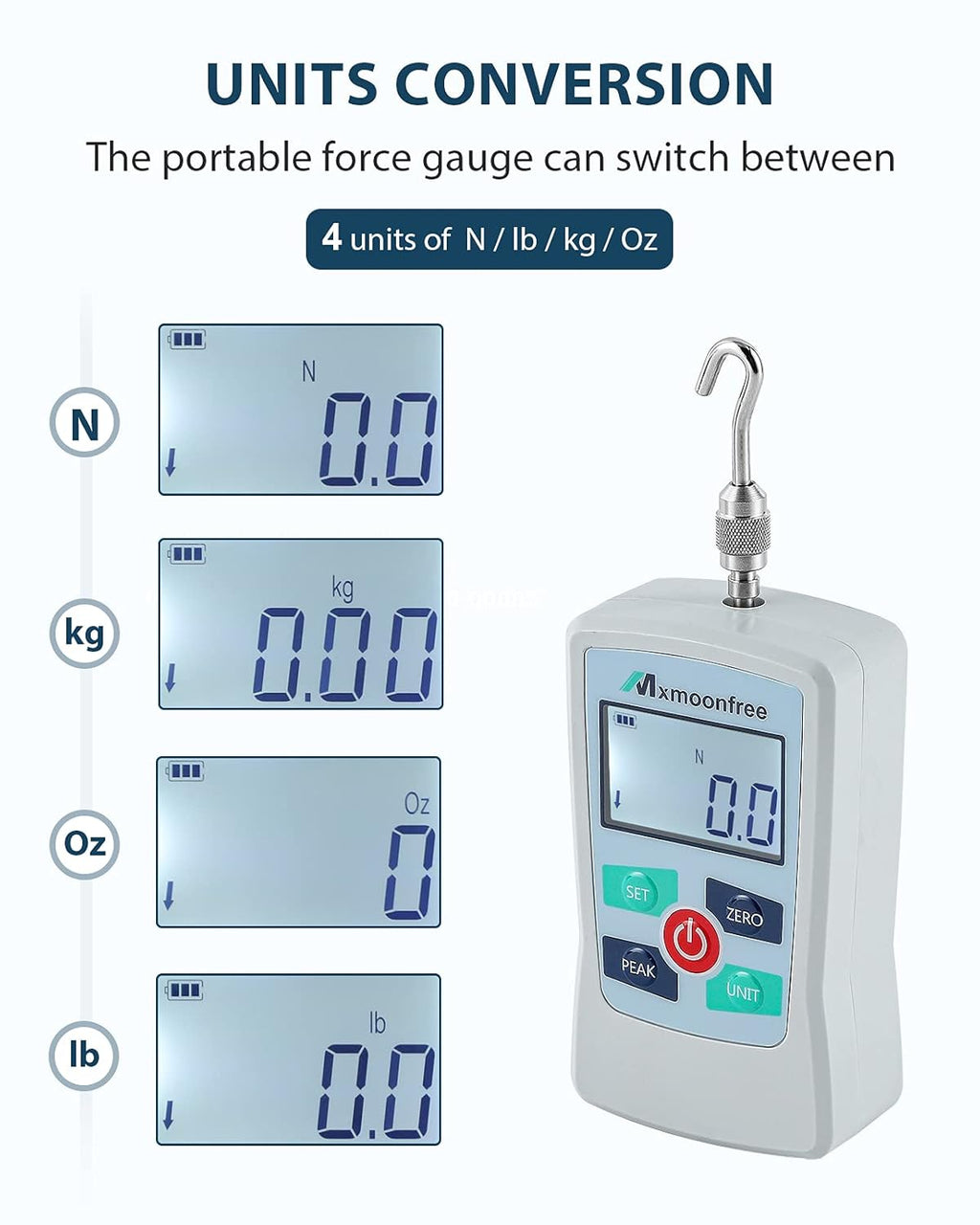 500N Digital Force Gauge Portable Force Meter with Storage Case W480791