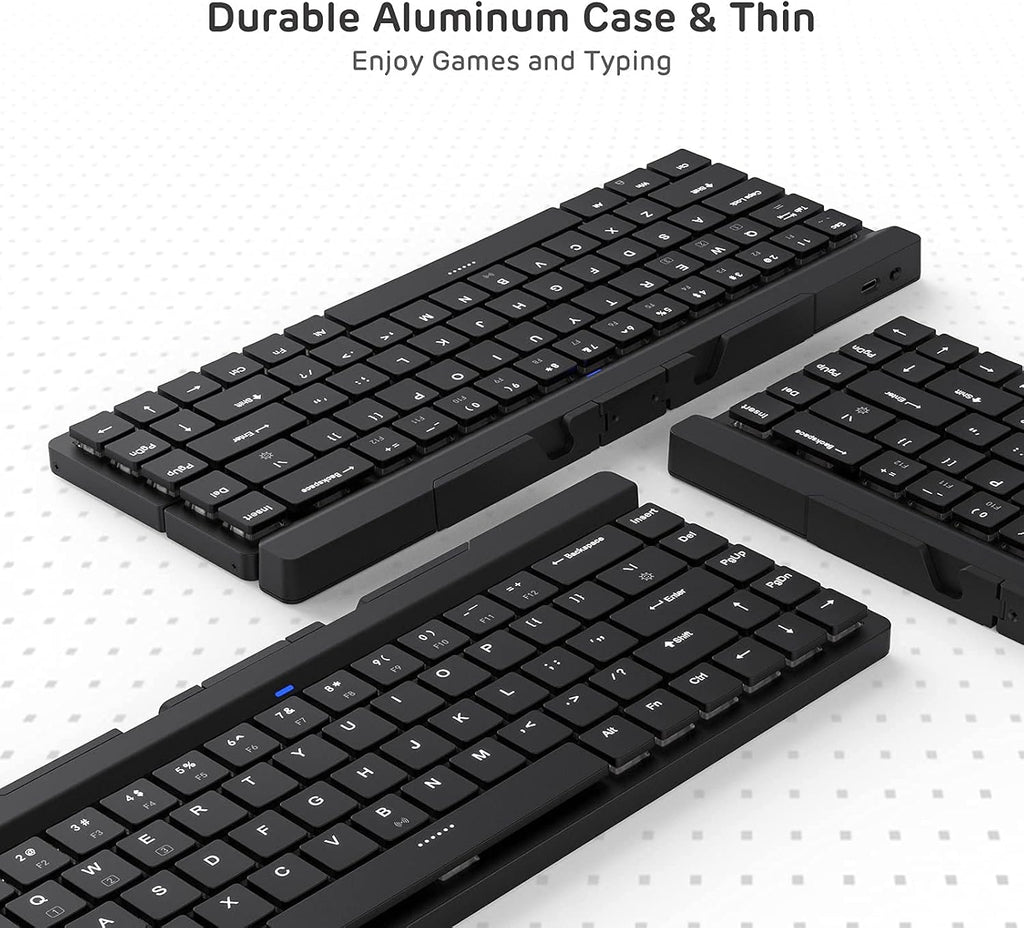 68 Keys 60% Foldable Mechanical Keyboard with Aluminum Body, White Backlit B60638