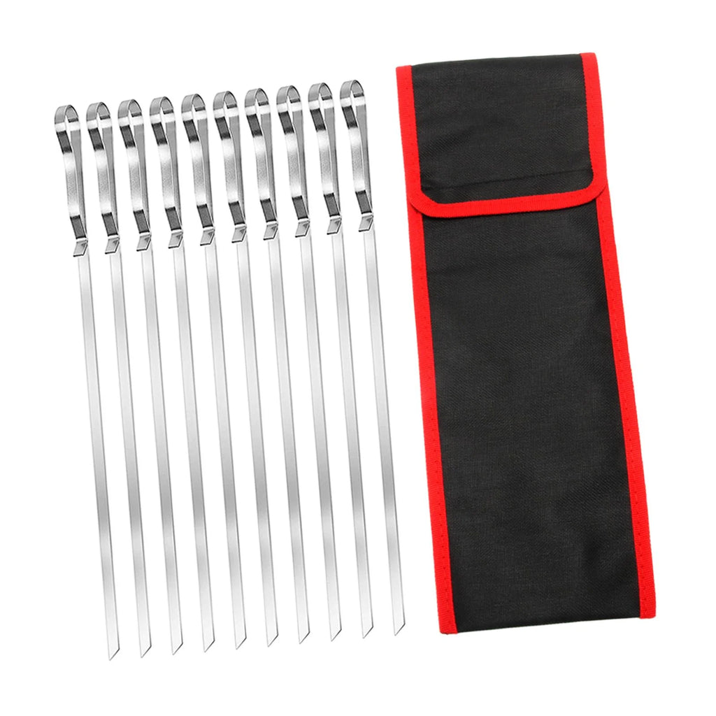 10 Pieces Barbecue Skewer Fork with Cloth Bag P72048