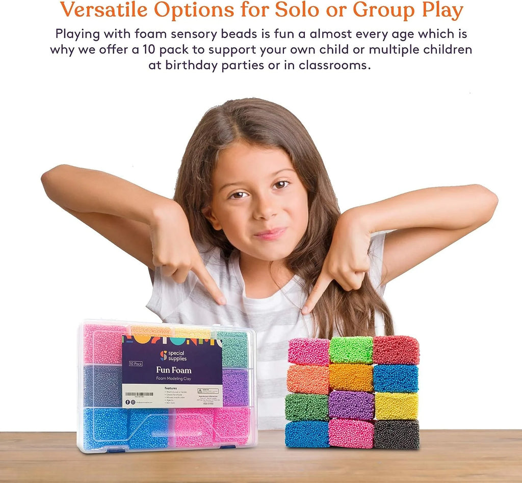 Fun Foam Modeling Foam Beads Play Kit, 12 Blocks Educational Clay for Arts Crafts Kindergarten Toys G695