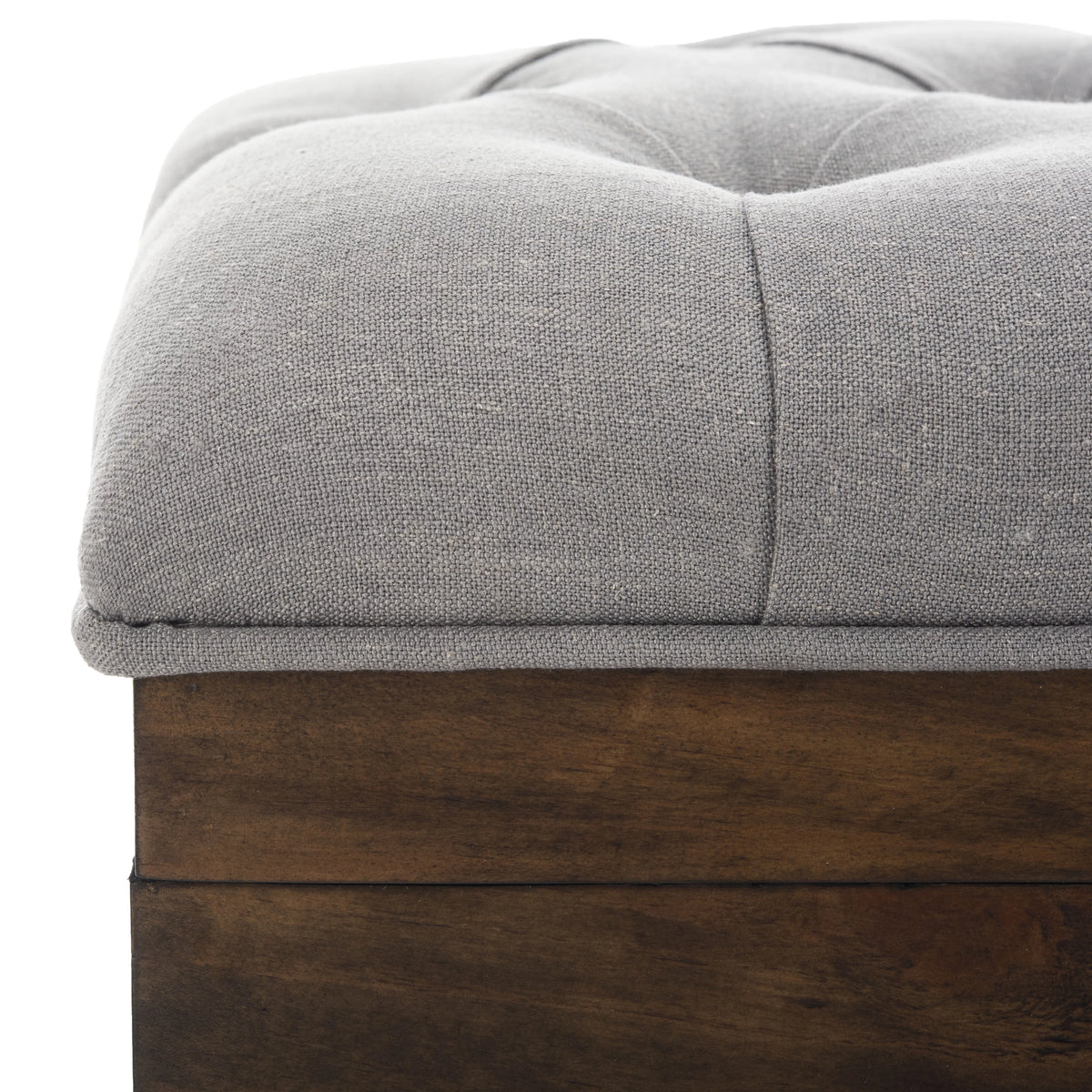 Grey Linen Storage Ottoman M178598