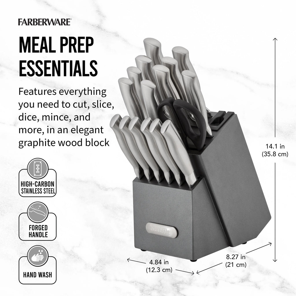 17 Piece Stainless Steel Knife Block Set Y627