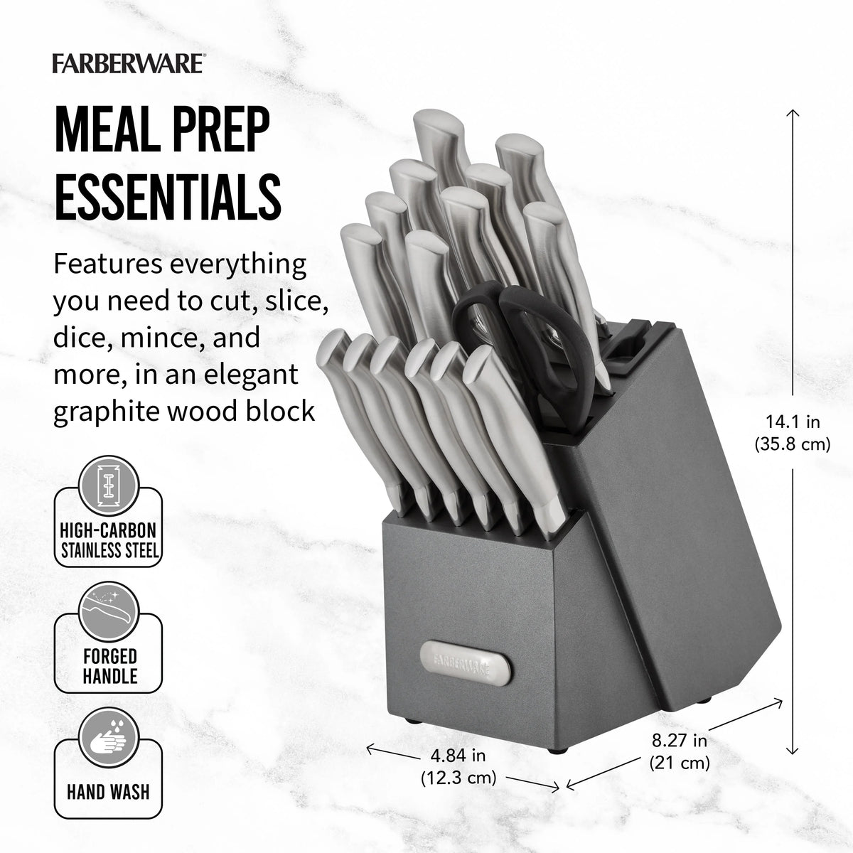 17 Piece Stainless Steel Knife Block Set Y627