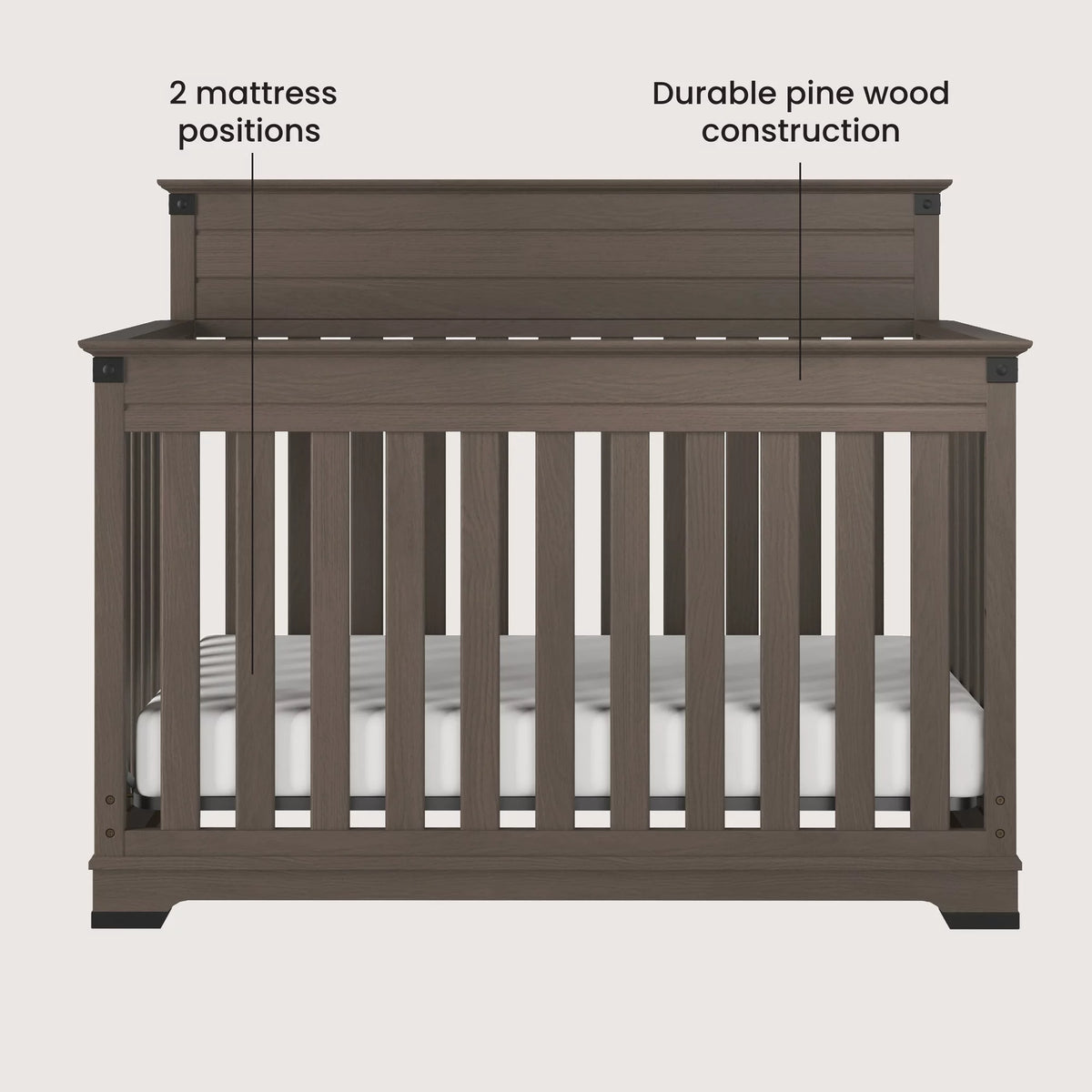 Gray 4-in-1 Convertible Crib X6369