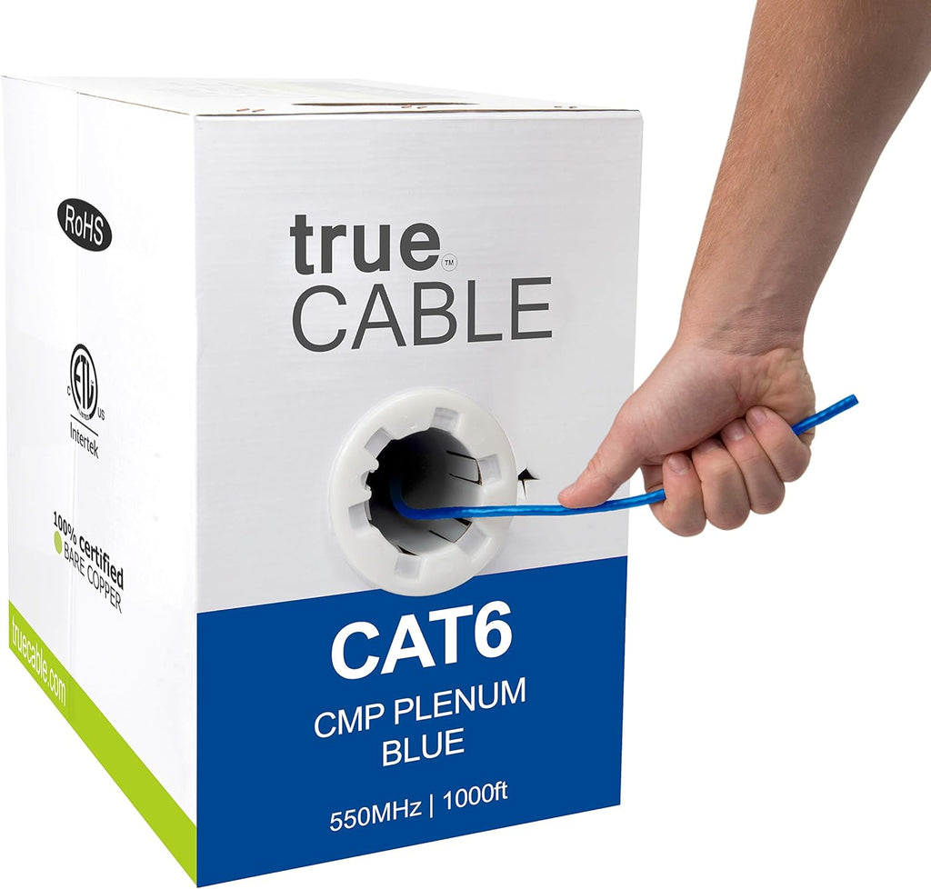 White 1000ft Cat6 Plenum Bare Copper Ethernet Cable C6396