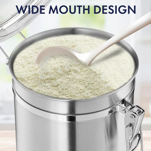 165oz Stainless Steel Airtight Canister with Clear Lid and Locking Clamp Q952