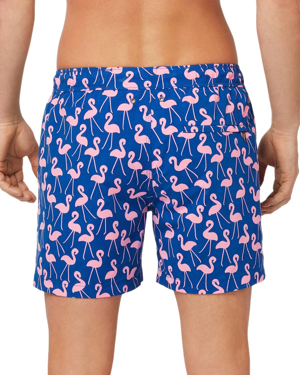 Rose/ Blue Flamingo Print Swim Trunks Z700778