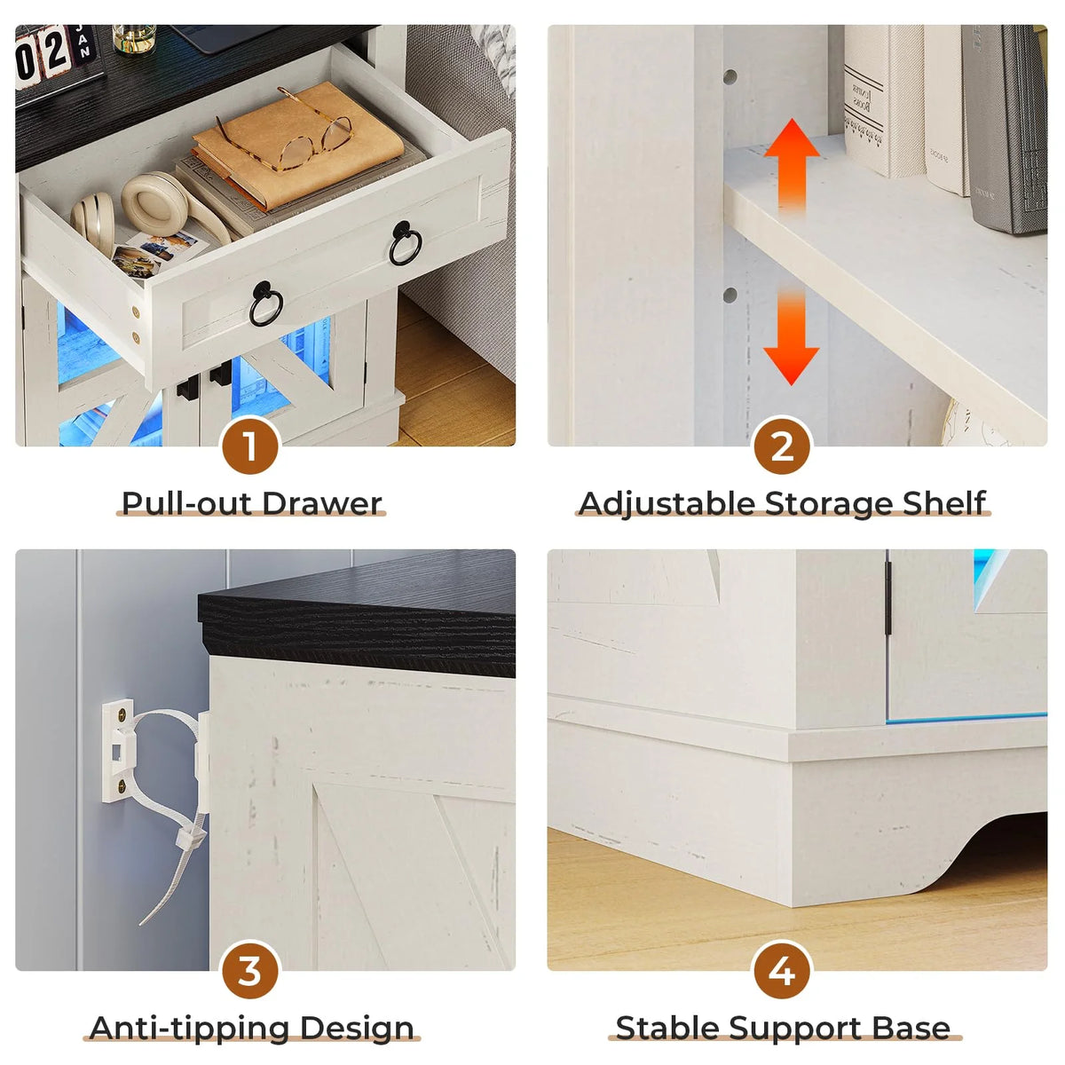 White End Table with Charging Station W4467