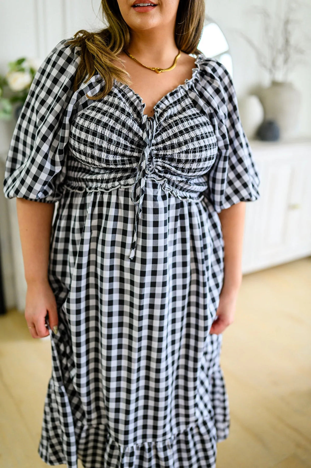 Gingham Midi Dress U76300