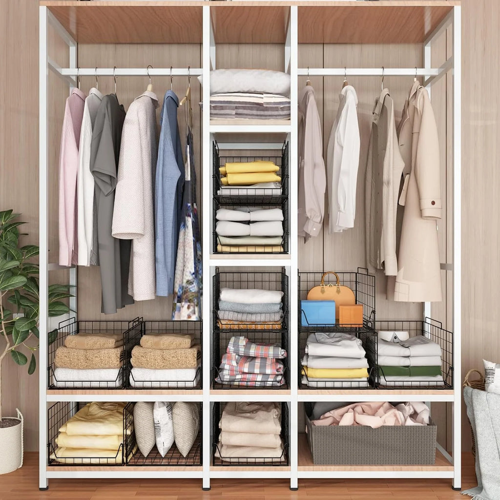 Black Metal Stackable Closet Organizers 4 Pack F23221