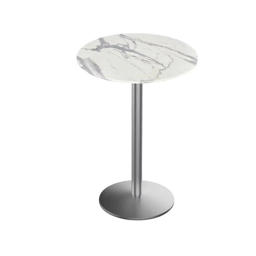 42 in. Tall Indoor & Outdoor All-Season Table with 32 in. Dia. White Marble Top L546