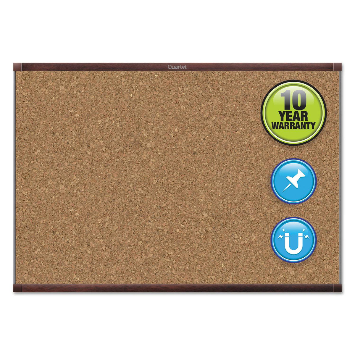 Mahogany Frame Magnetic Cork Bulletin Board O929