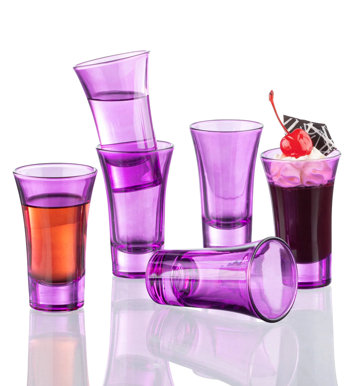 Purple 2 Oz Set of 6 Colored Shot Glasses P10367