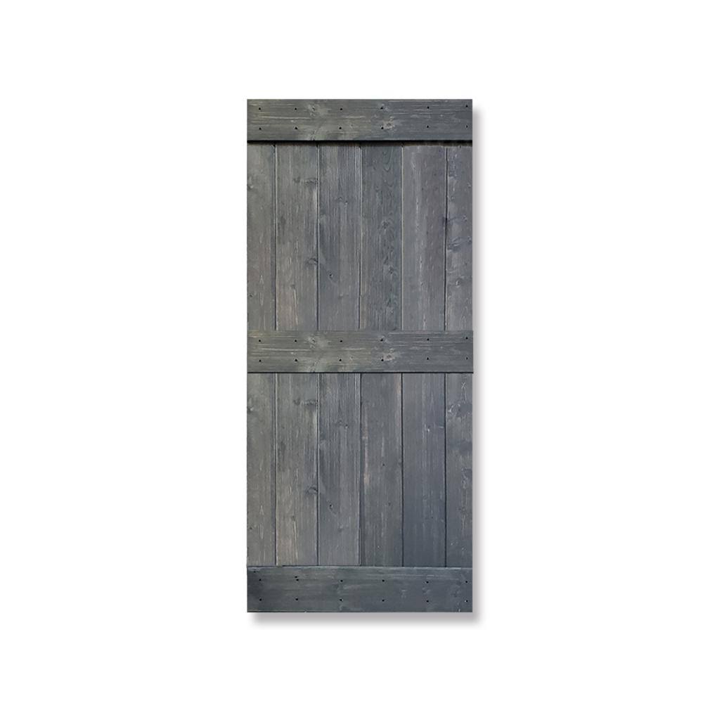 Gray Stained Knotty Pine Wood Interior Sliding Barn Door Slab N12846