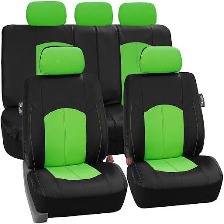Black Perforated Leatherette Full Set Car Seat Covers G193359