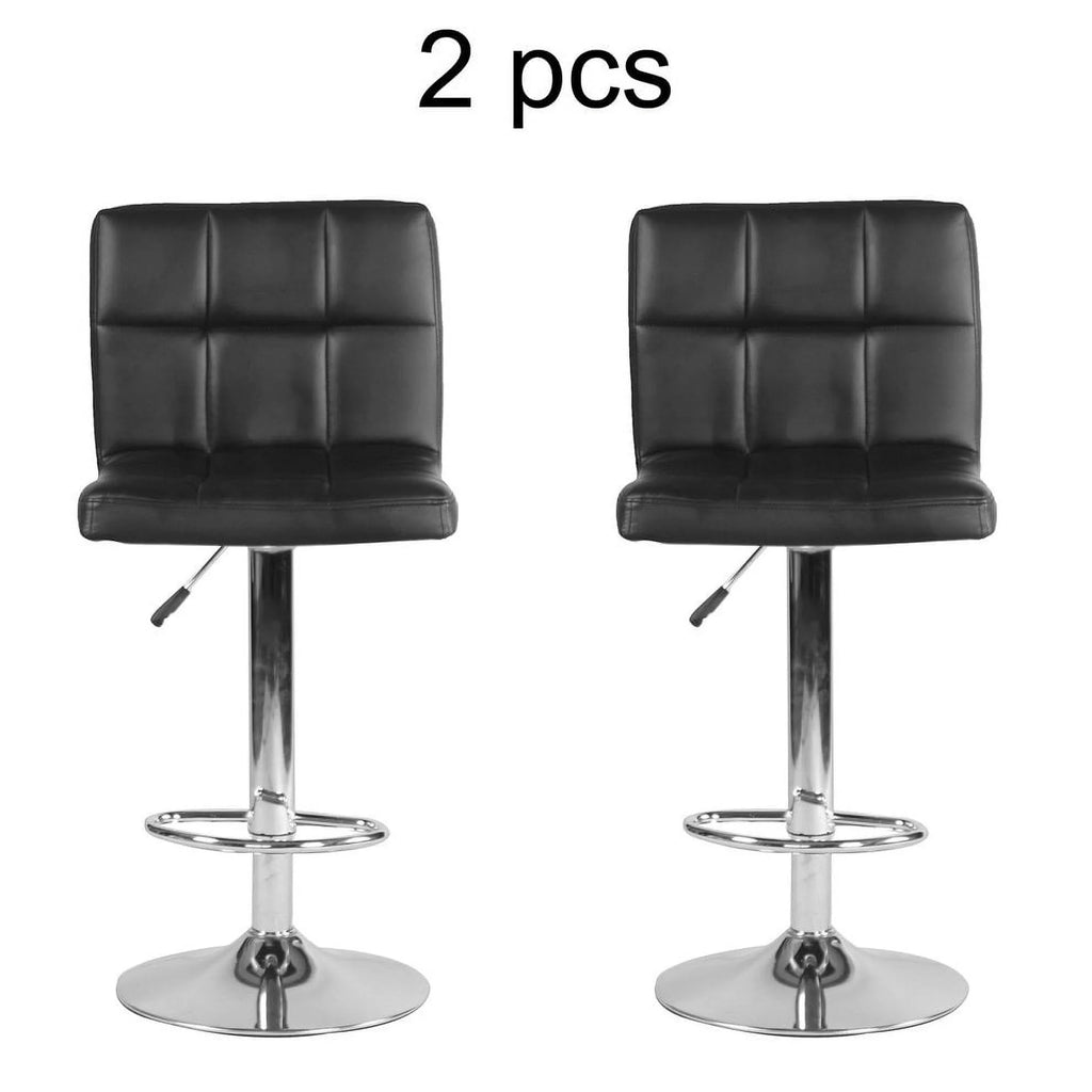 Black PU Leather Adjustable Swivel Bar Stools Set of 2 A688