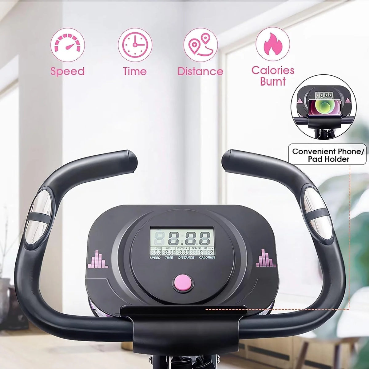 Foldable Magnetic Exercise Bike 300 lbs with Backrest R4307
