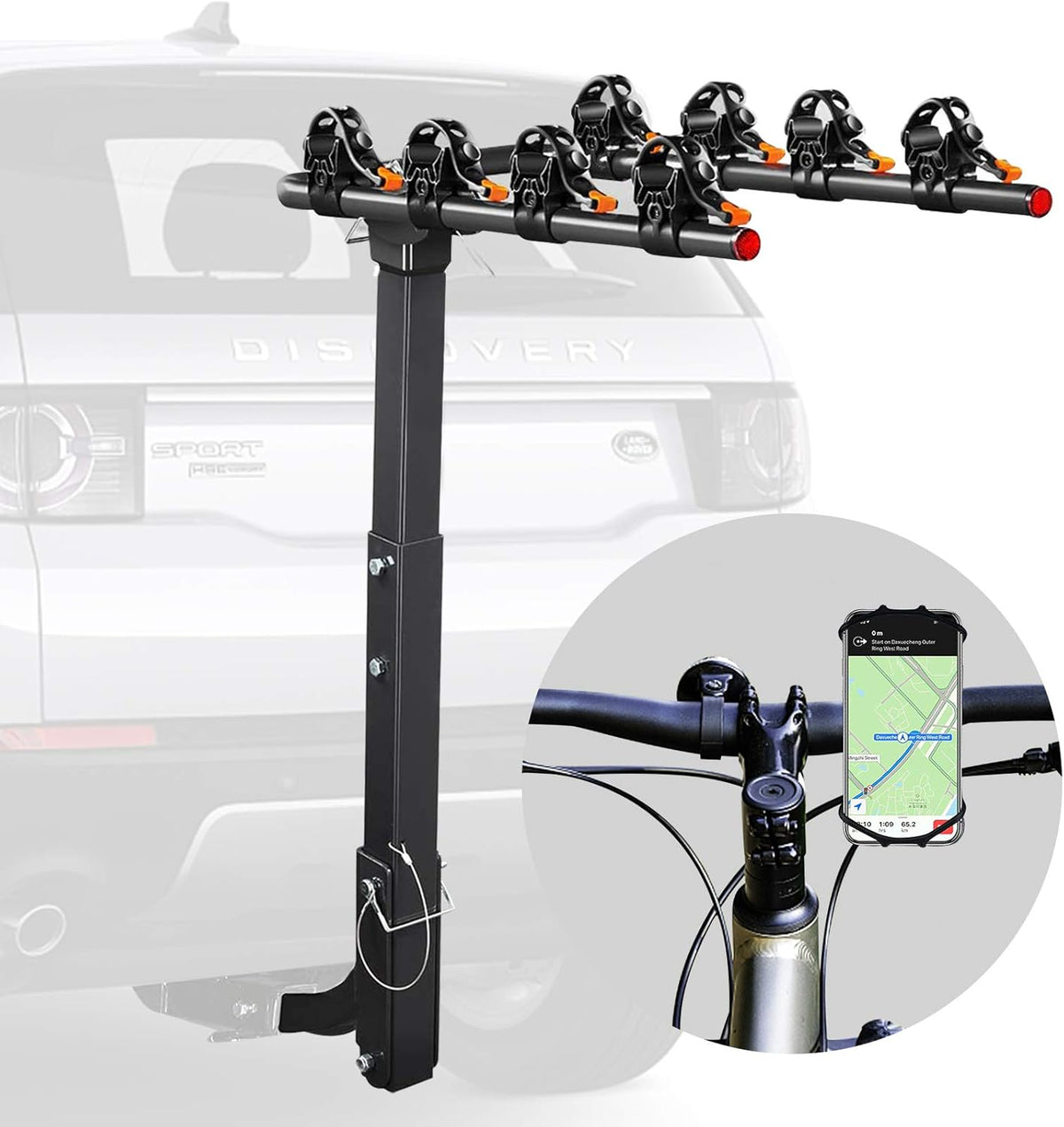 Double Foldable Bike Hitch Rack for 2'' Hitch Receiver T4363