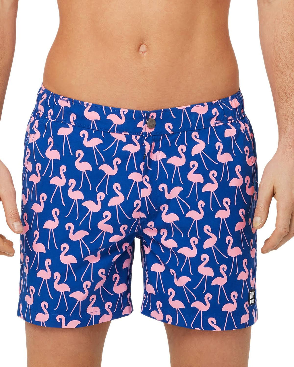 Rose/ Blue Flamingo Print Swim Trunks Z700778