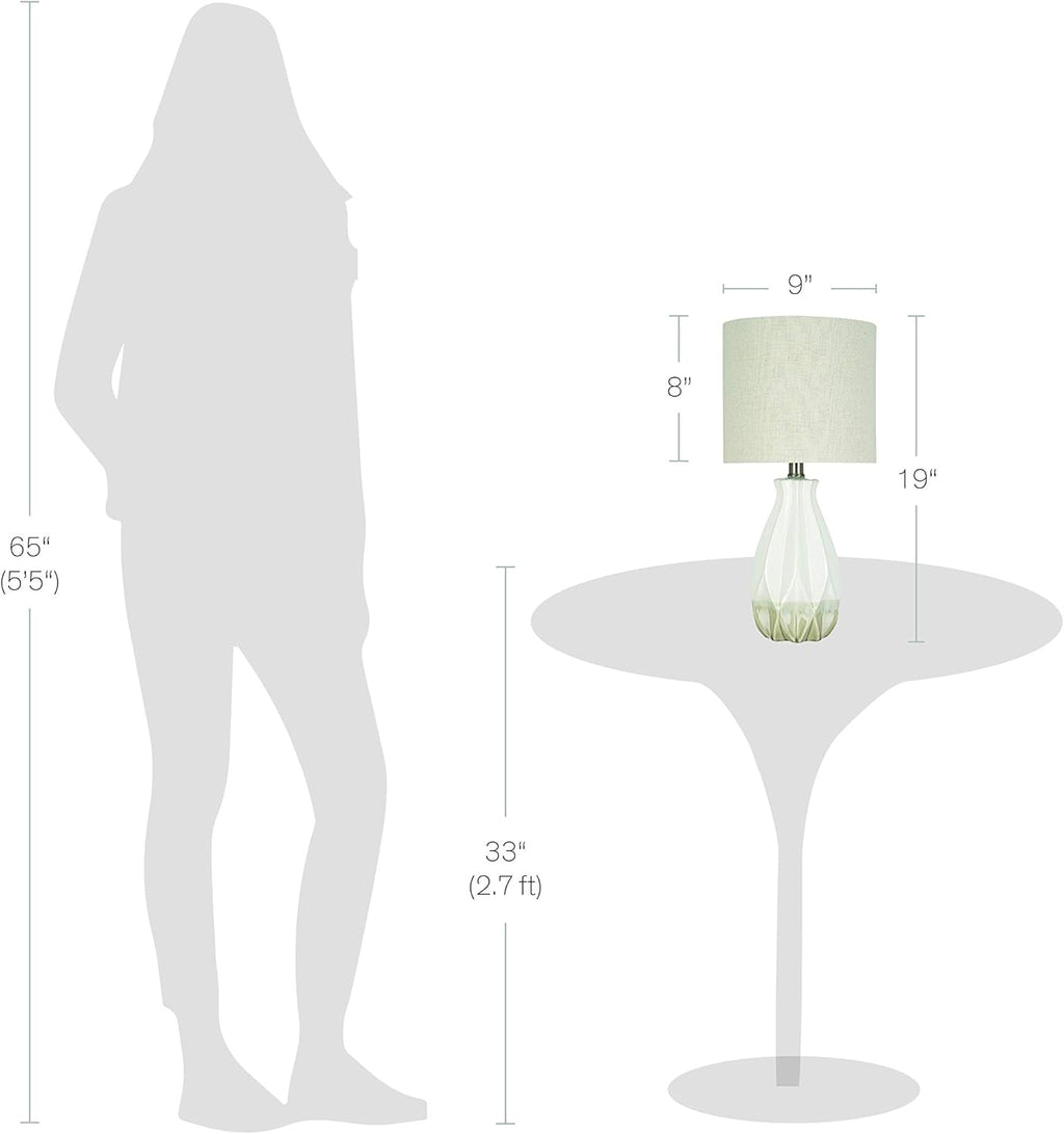 White Ceramic Accent Table Lamp with Linen Shade U52558