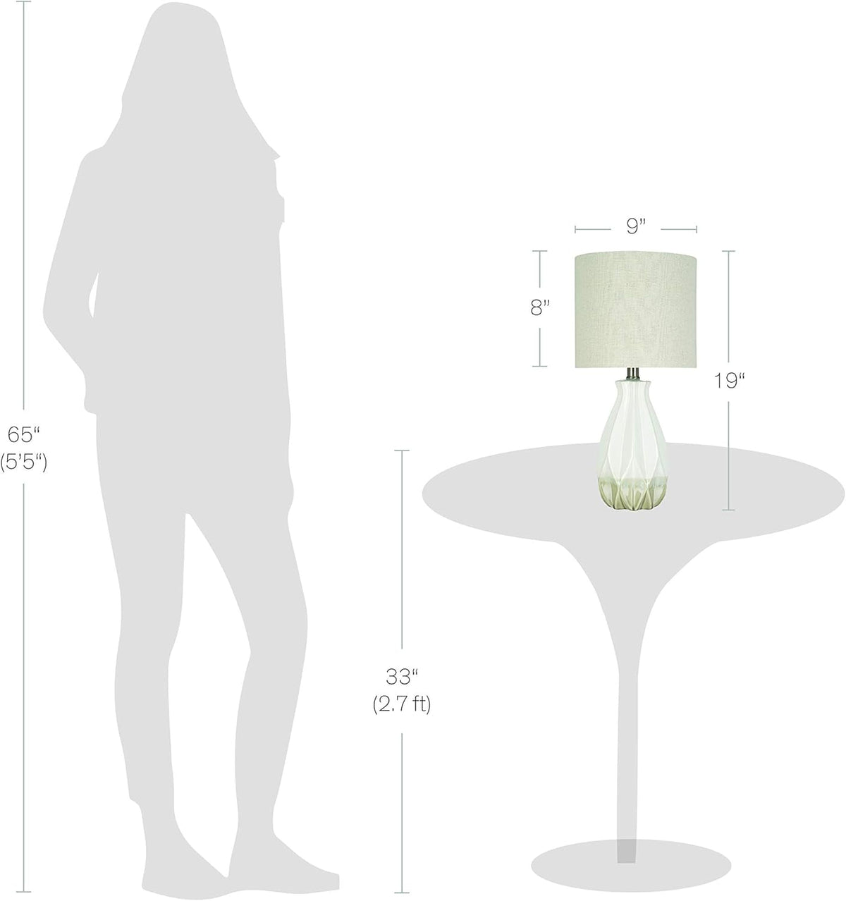 White Ceramic Accent Table Lamp with Linen Shade U52558