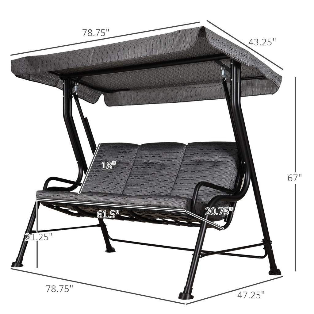 Metal Porch Swing Chair Bench with Adjustable Canopy C317
