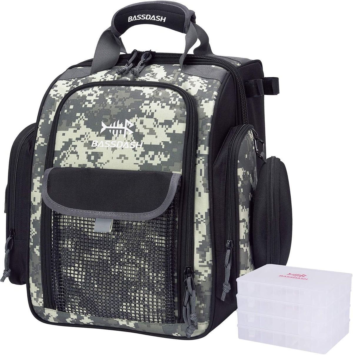 Fishing Tackle Backpack Water Resistant Bag with Rod Water Bottle Holder M254106