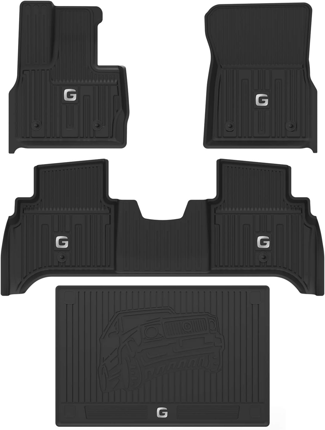 TPE All Weather Custom Fit Floor Mats 1st & 2nd Row Full Set Black U2330