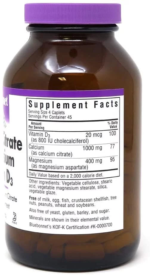 Calcium Citrate Magnesium Plus Vitamin D3 Caplets, 180 Caplets U13895