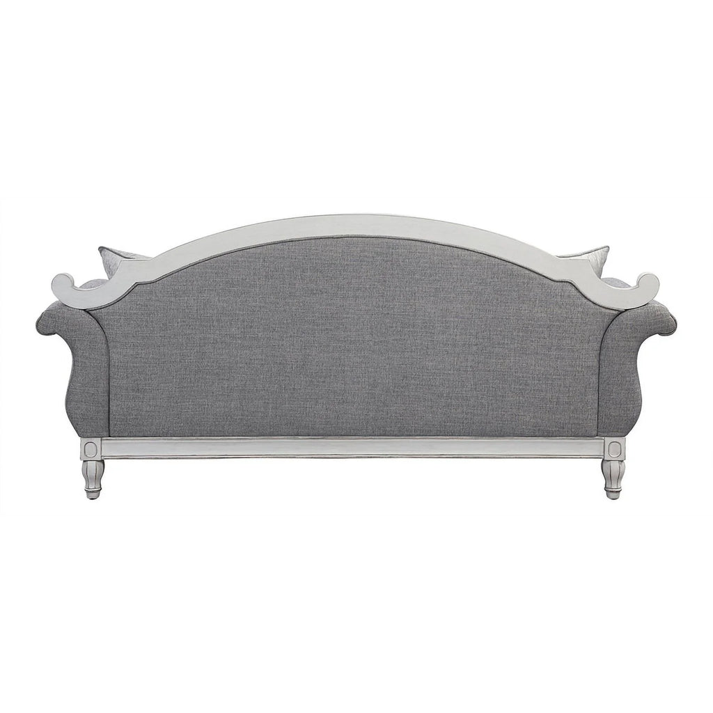 Tufted Fabric Sofa with 4 Pillows in Gray/Antique White B291275
